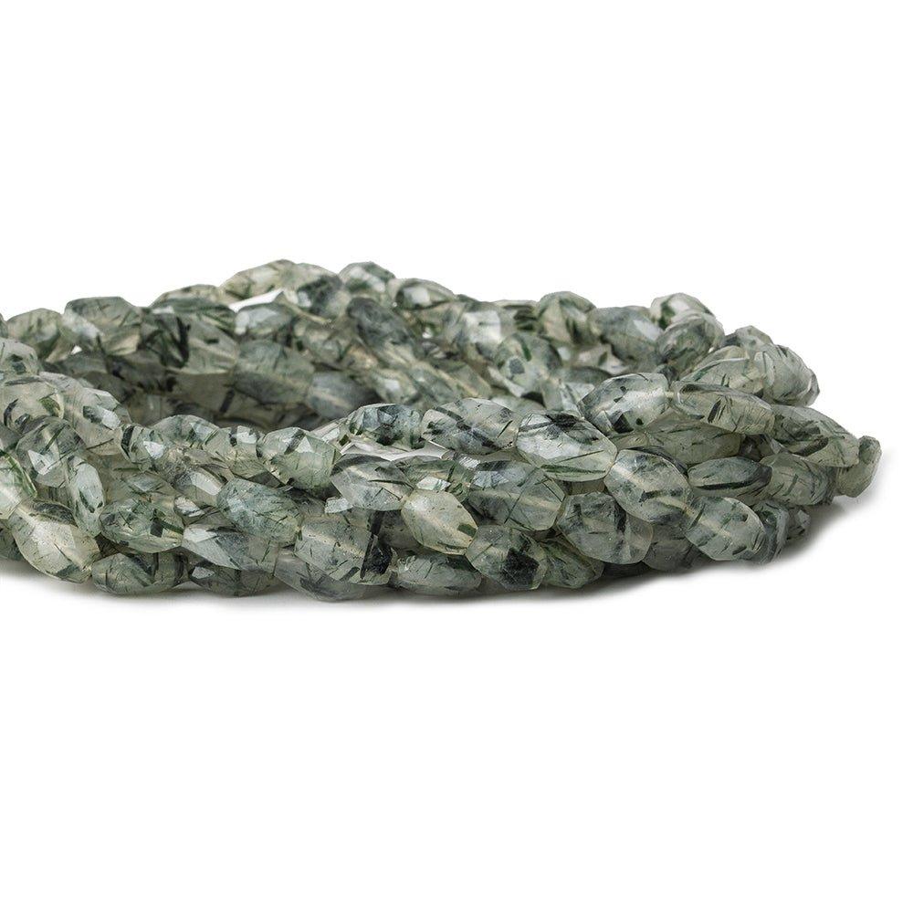 10-12mm Black Tourmalinated Quartz Faceted Oval Beads 13 inch 30 beads