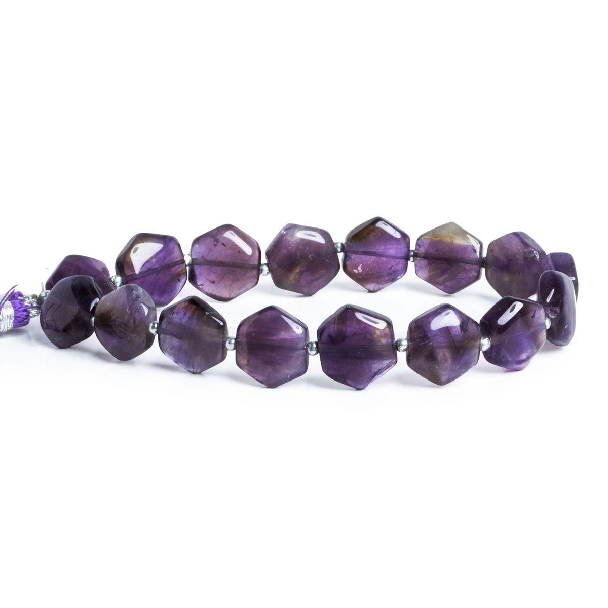 10-13mm Amethyst Plain Hexagons 8 inch 15 beads