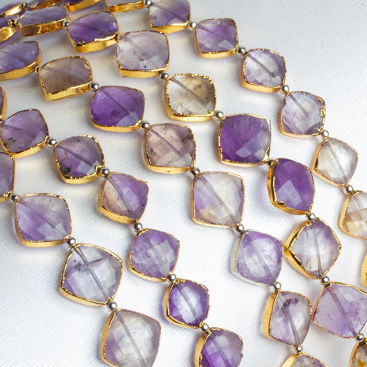 10-13mm Gold Leafed Ametrine Kites 8 inch 13 beads