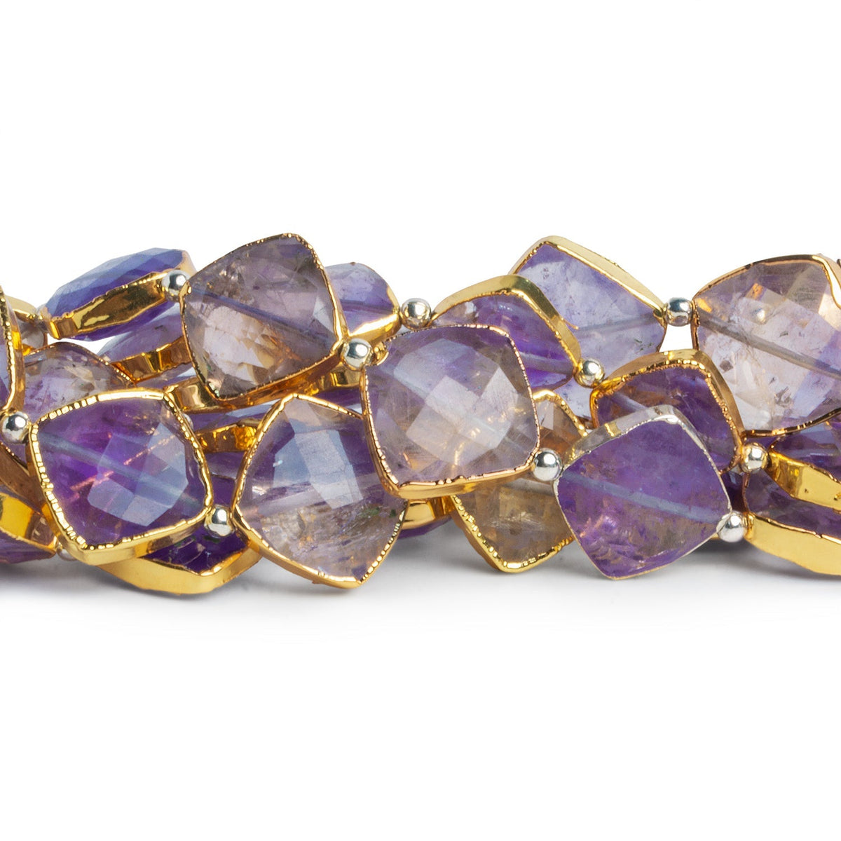 10-13mm Gold Leafed Ametrine Kites 8 inch 13 beads