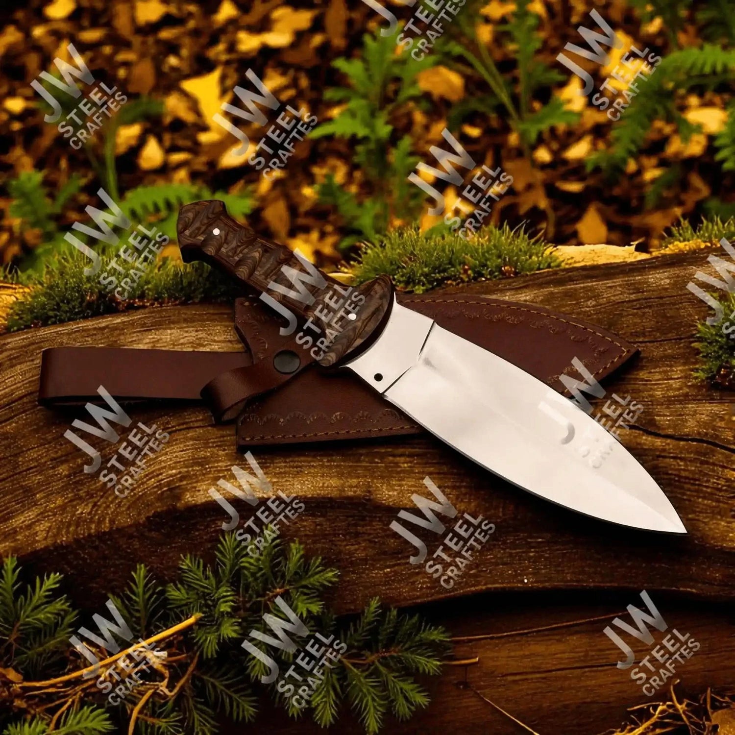 Handcrafted J2 Stainless Steel Boot Knife | Pakka Wood Handle | Leather Sheath | 13.5