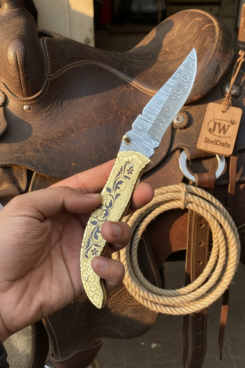 Calligraphy Engraved Brass Folder Knife 10