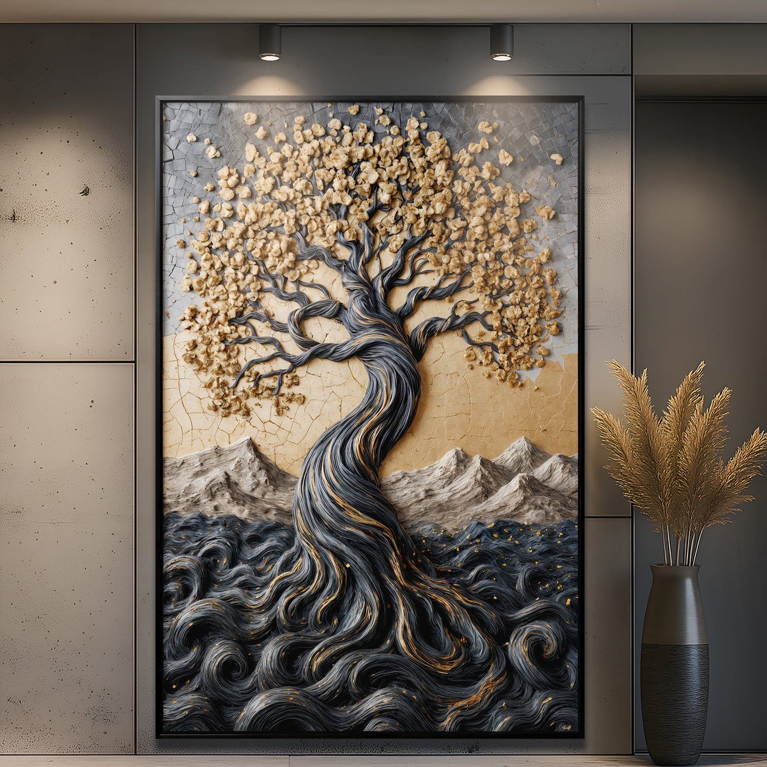 Golden Tree of Life Minimalist Wall Art