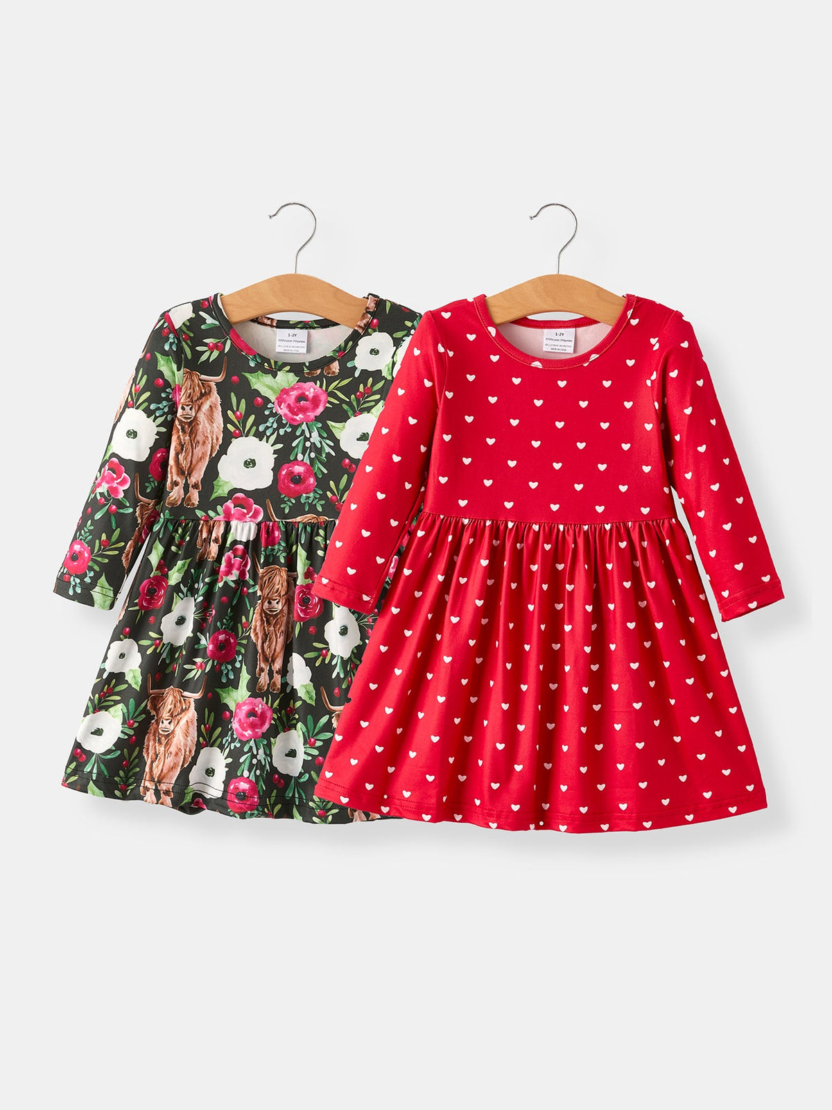 Winter Christmas Print Girls Dress Set (2 Pieces)