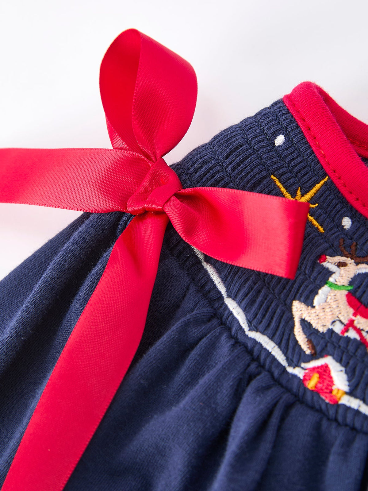 Christmas Holiday Celebration Dress: Navy with Santa Sleigh