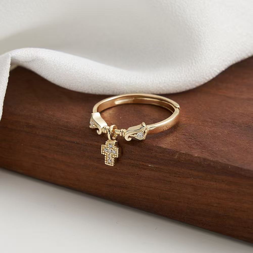 Cross Charm Accent Adjustable Ring by Starlight Jewelry, product image 5