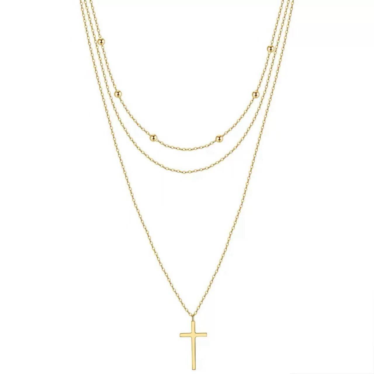 Dainty Cross Layered Necklace