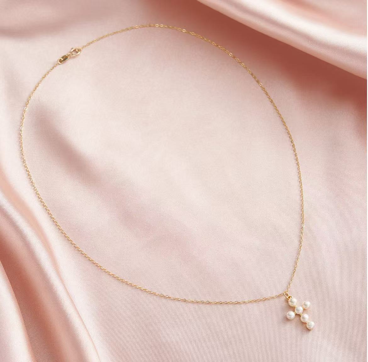 Pearl Cross Pendant Necklace