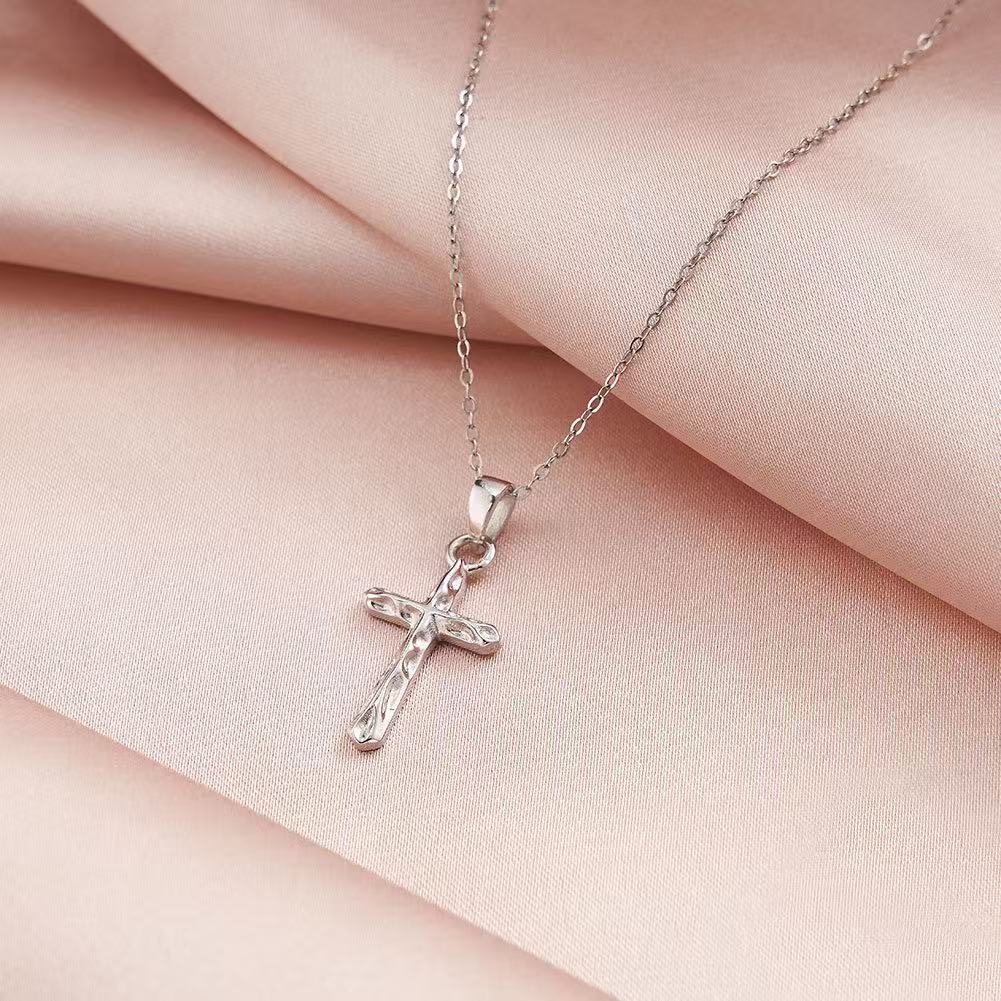 Hammered Cross Pendant Necklace