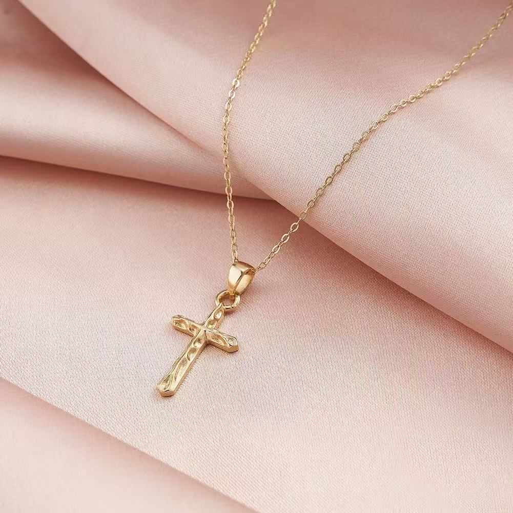 Hammered Cross Pendant Necklace