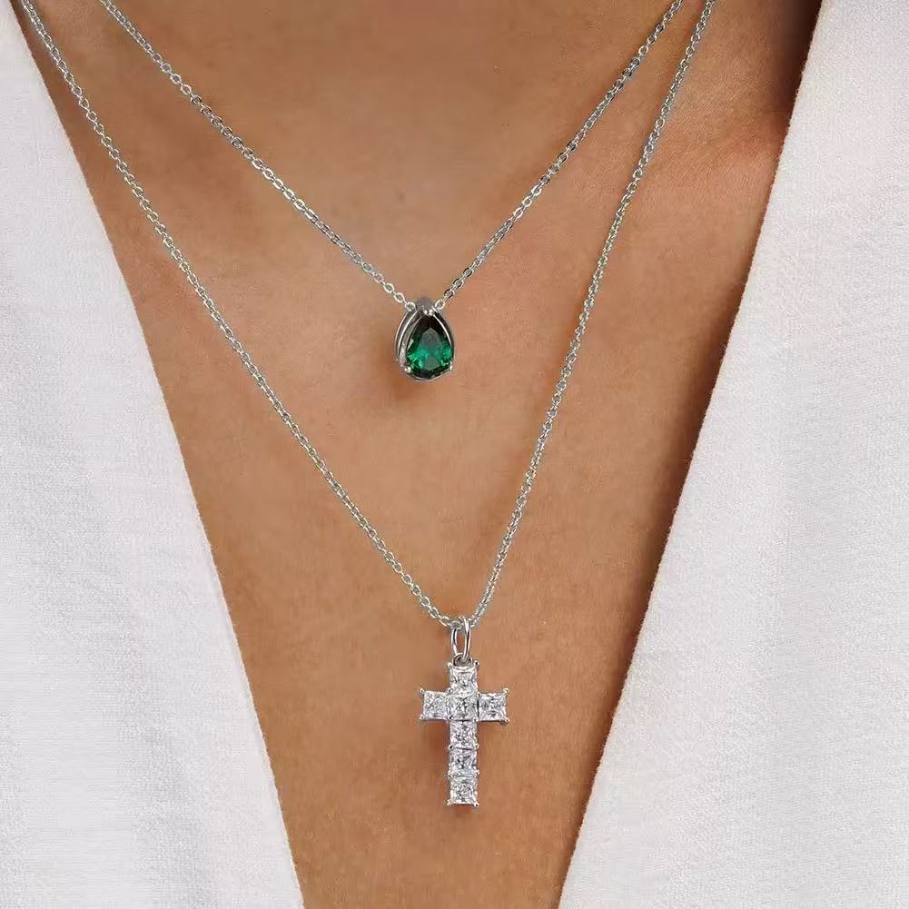 Baguette Cross Pendant Necklace
