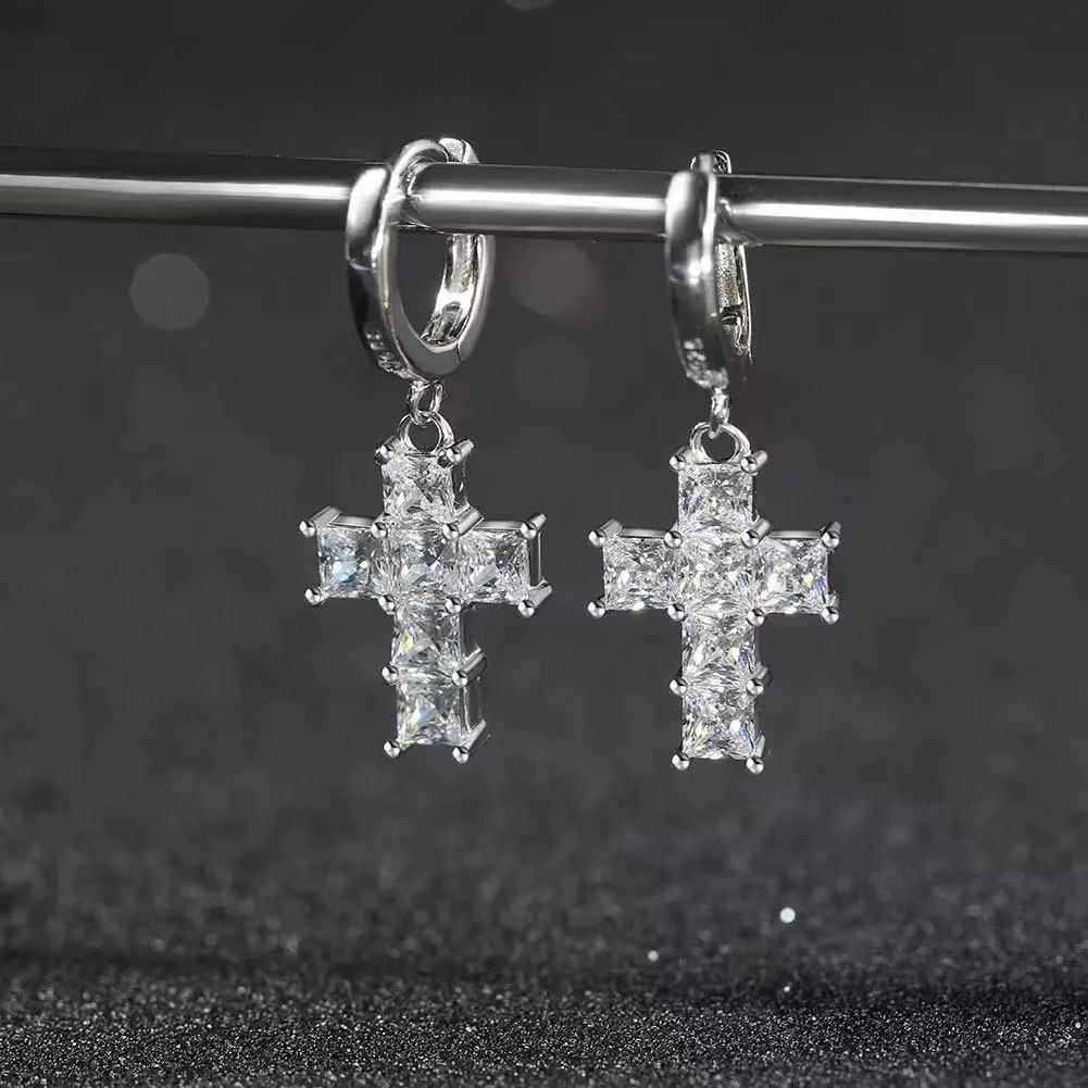 Princess Cross Drop Earrings