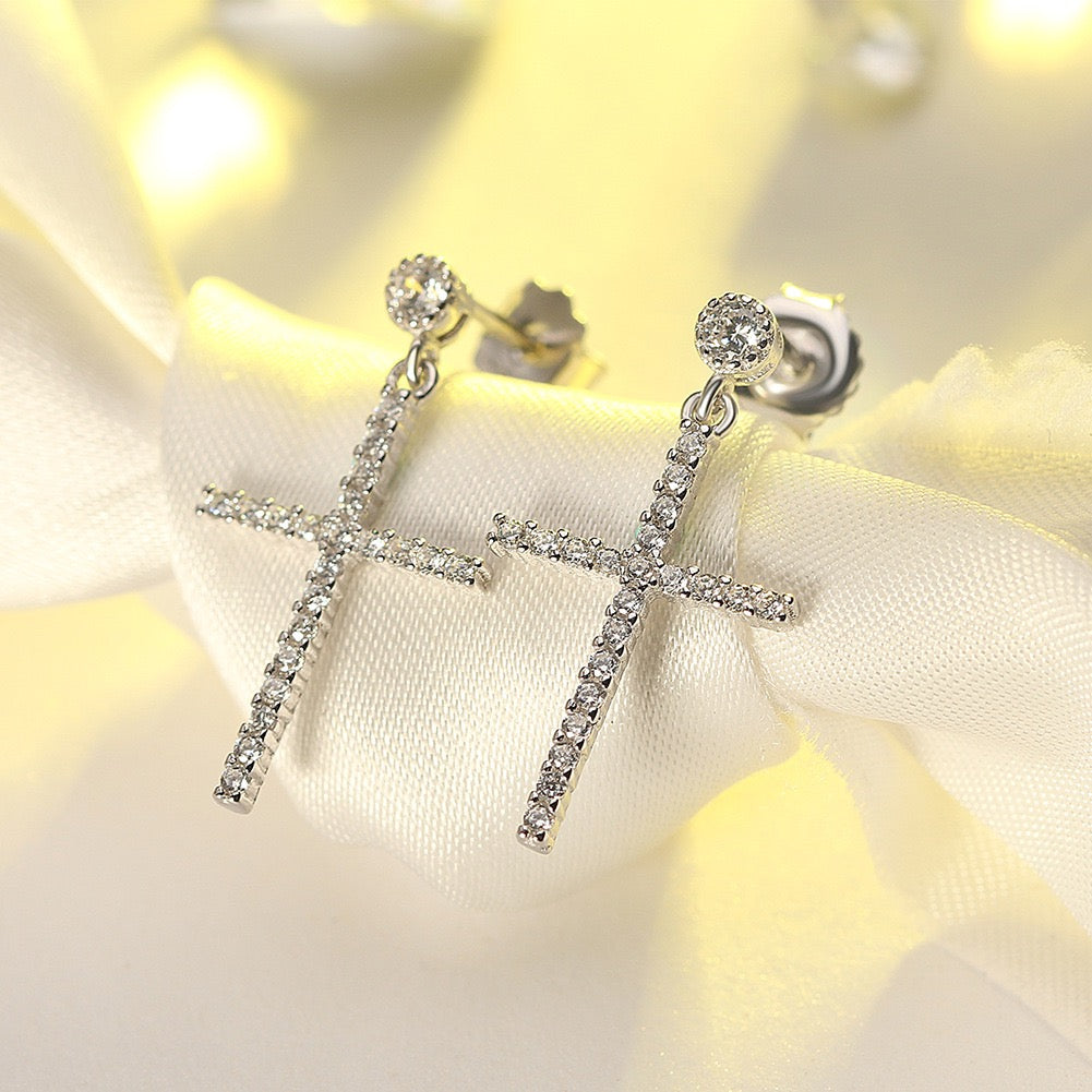 Cross Line Drop Earrings