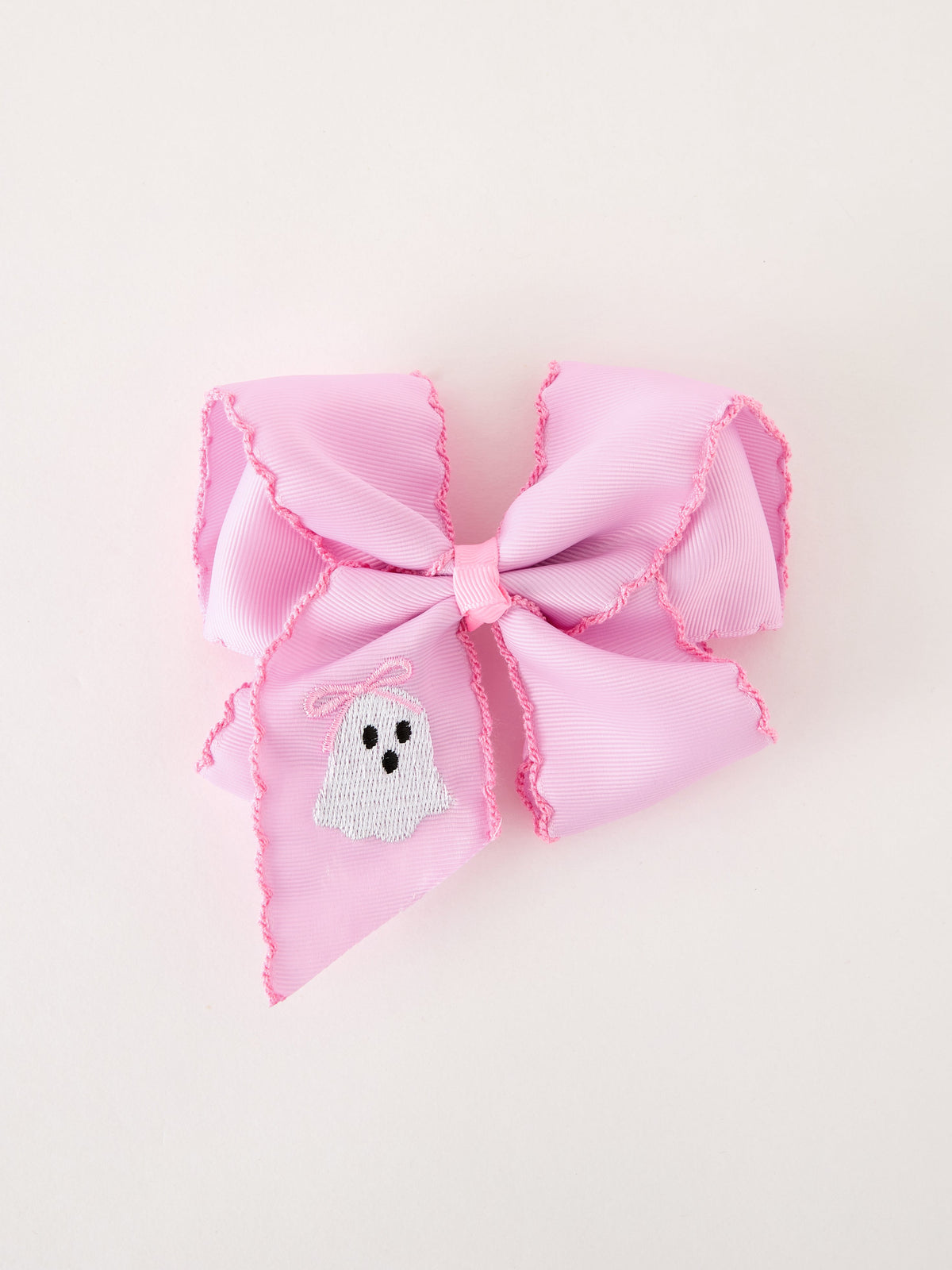Halloween Girls Pink Ghost Embroidered 6.25