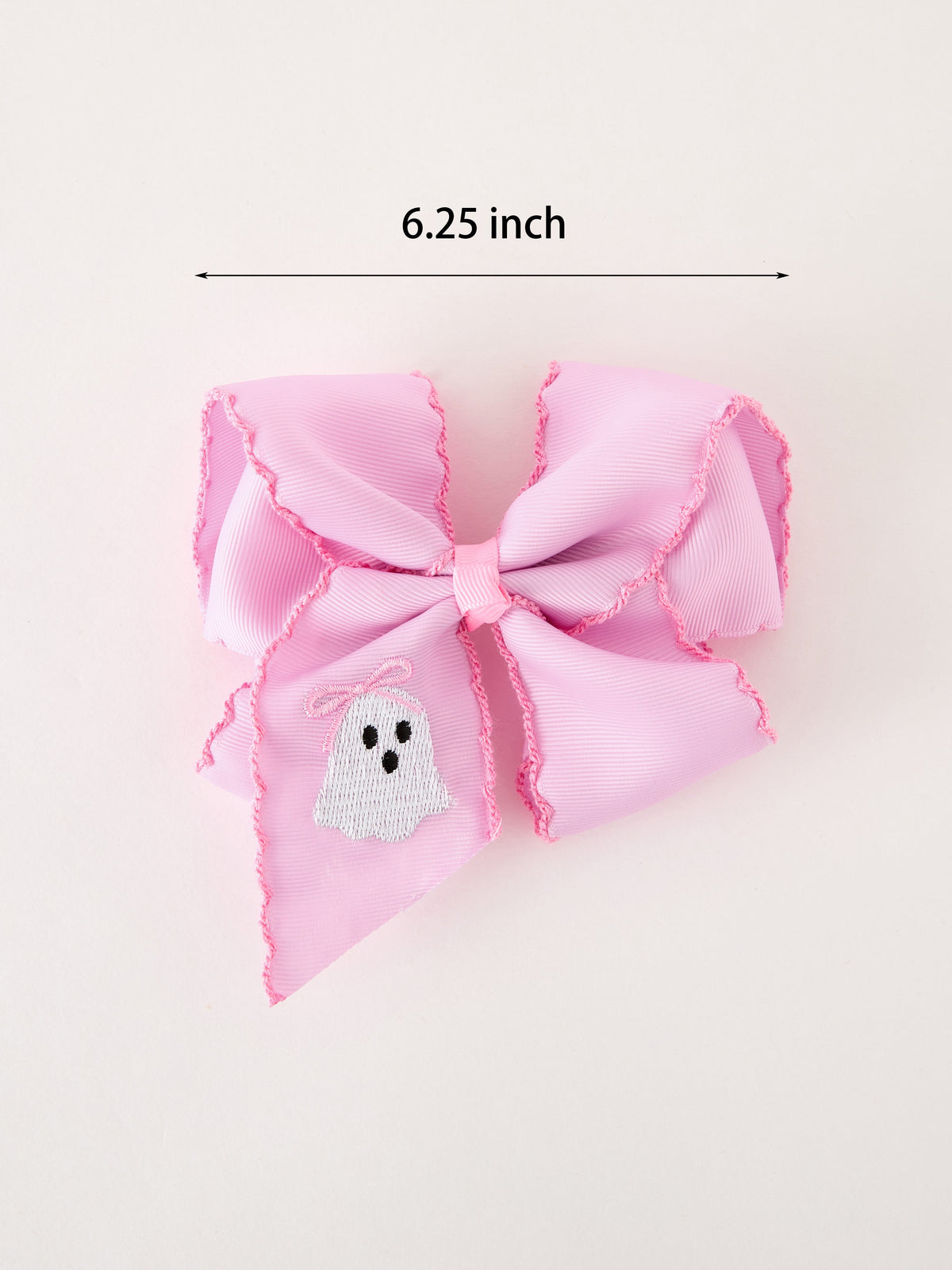 Halloween Girls Pink Ghost Embroidered 6.25