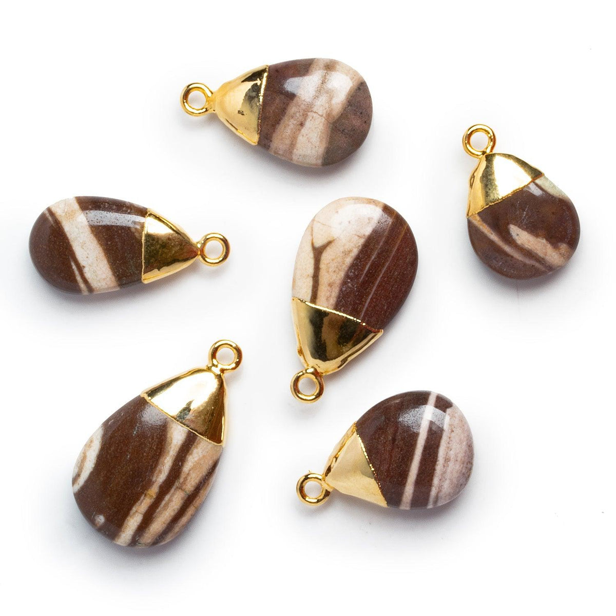 24x14mm Gold Leafed Jasper Pear Pendant 1 Bead
