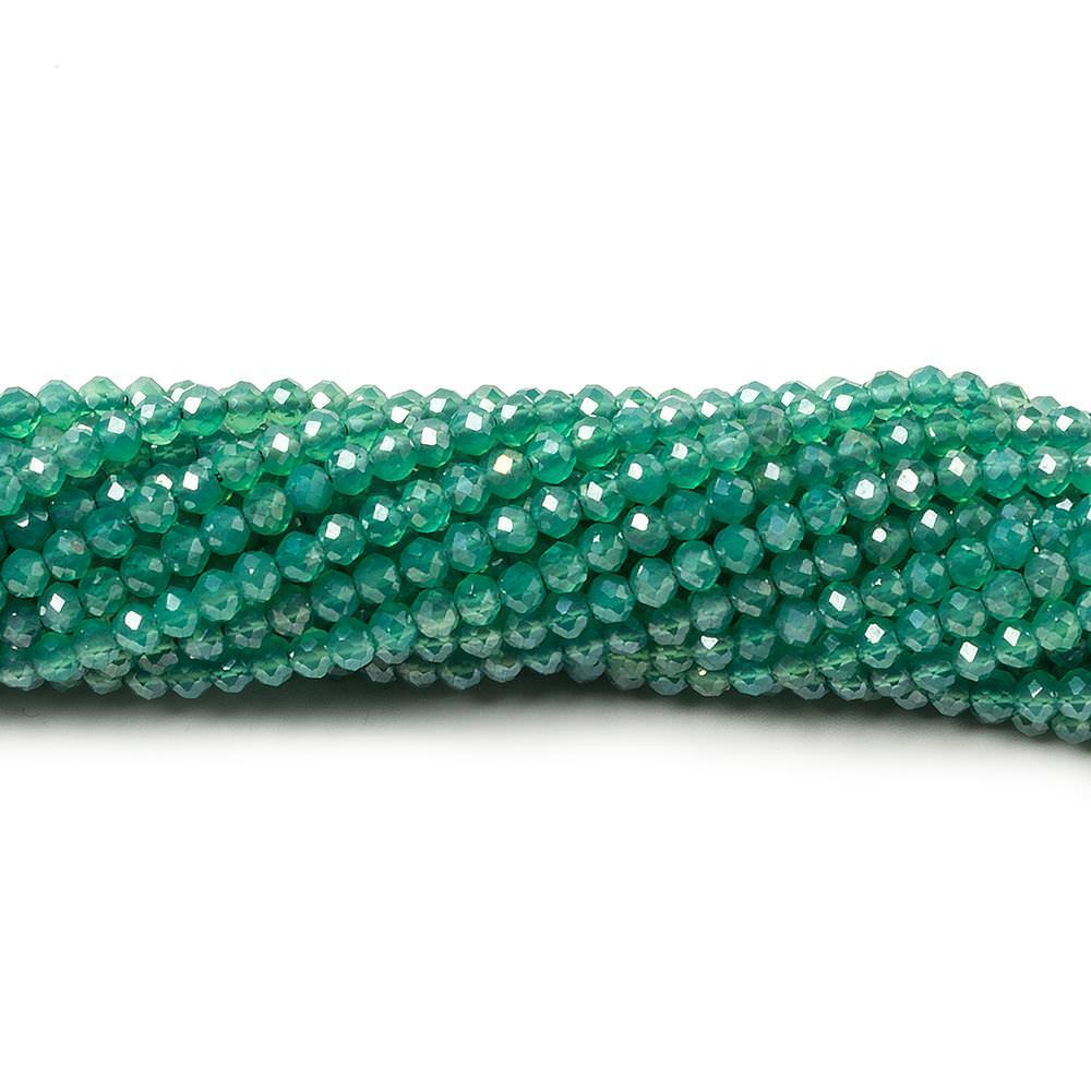 2.5mm Metallic Green Onyx Micro faceted rondelle beads 13 inch 150 pieces