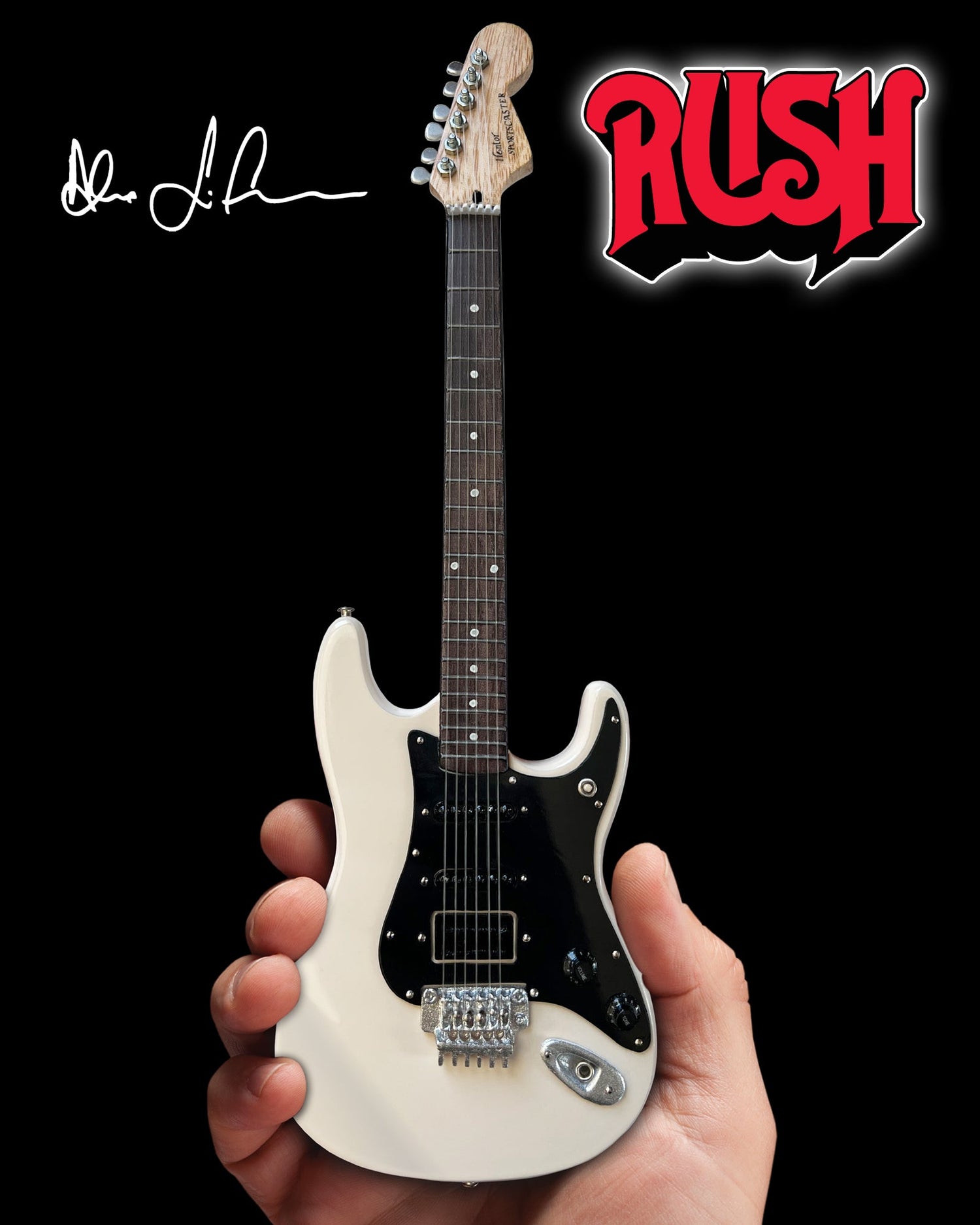 Alex Lifeson Hentor Sportscaster Miniature Guitar Model Officially Licensed
