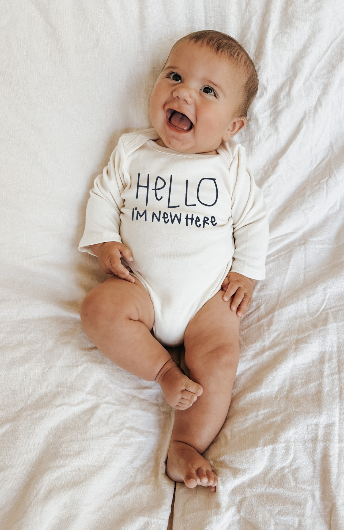 Hello I'm New Here Organic Bodysuit Long Sleeve by Tenth & Pine, product image 2