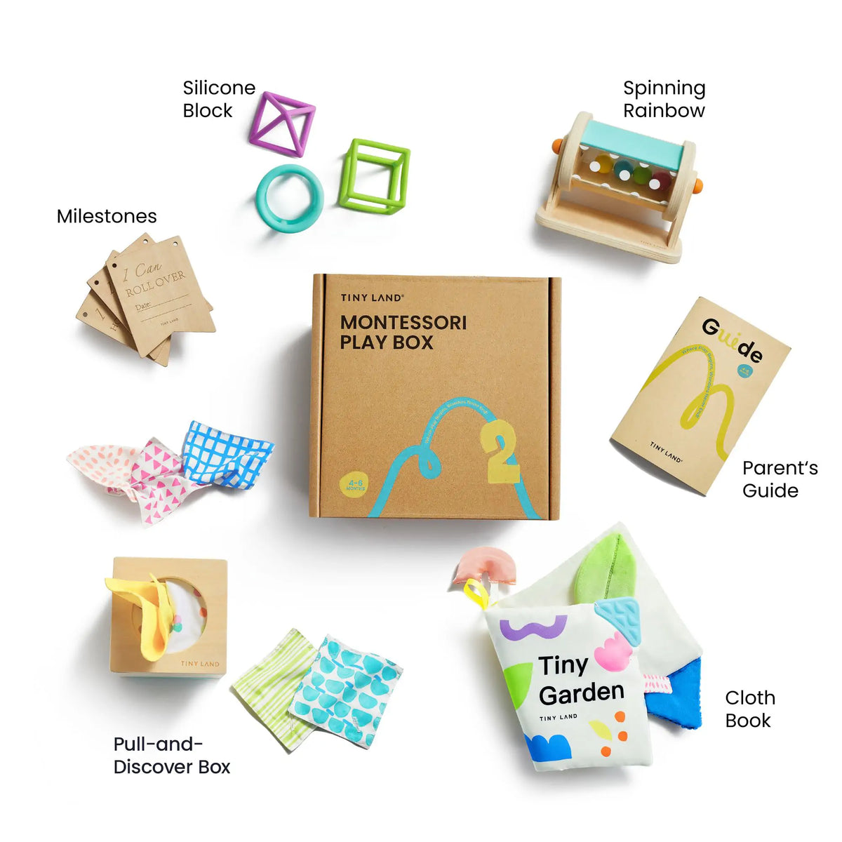 Brain & Hands Playset — Montessori Box (4–6 Months) + Activity Cube by Tiny Land INC, product image 2