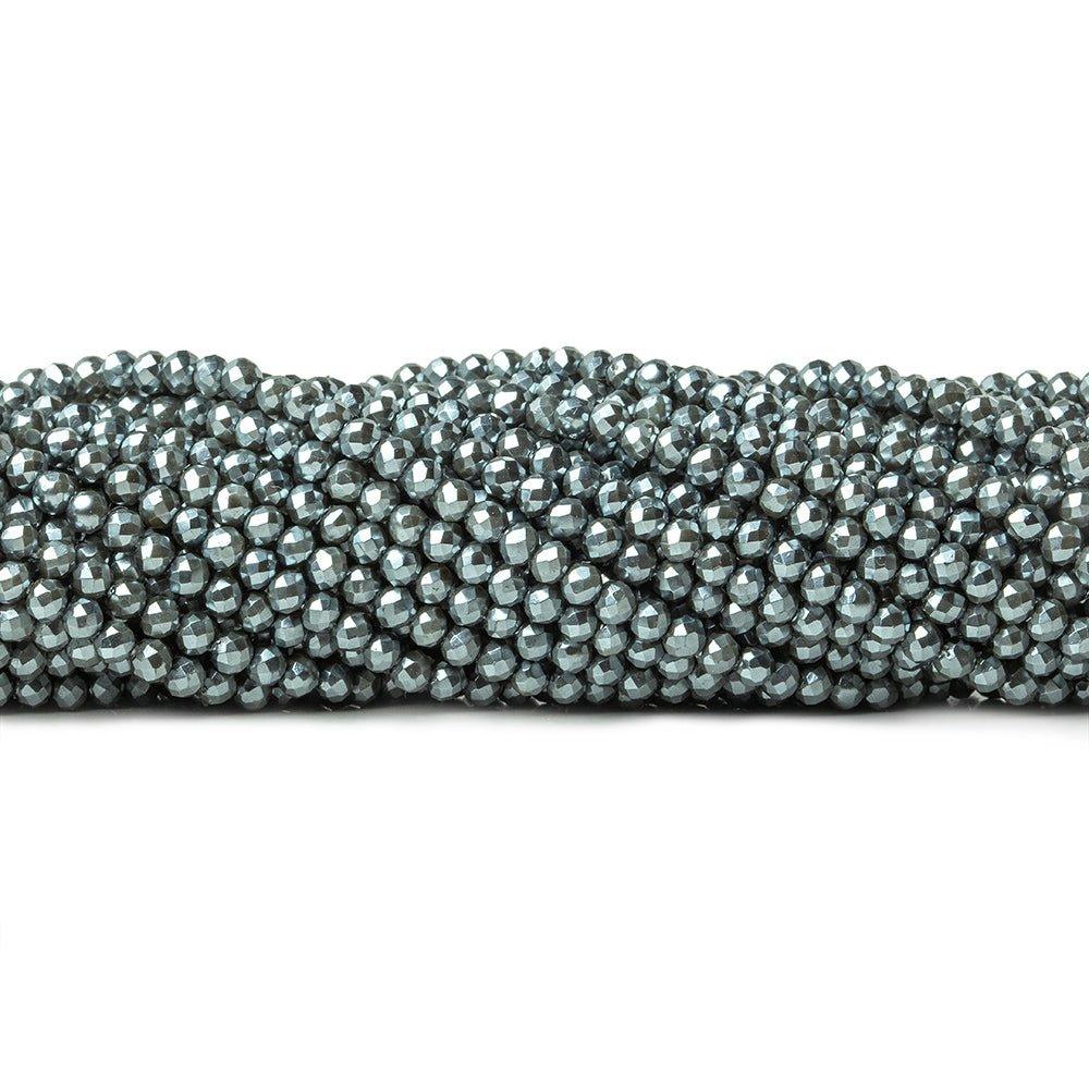 3mm Metallic Grey Shell Pearl micro faceted round beads 13 inch 133 pieces