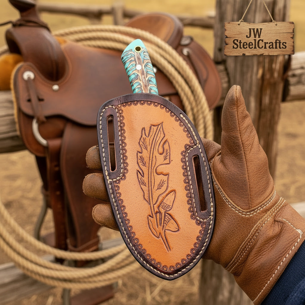 Turquoise Cowboy Silhouette Skinner Knife 7