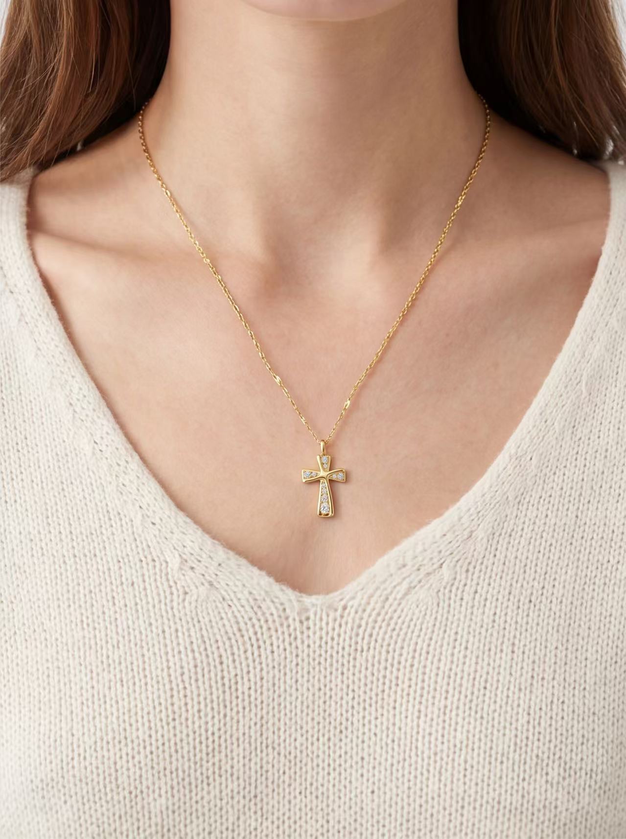 Pave Cross Pendant Necklace