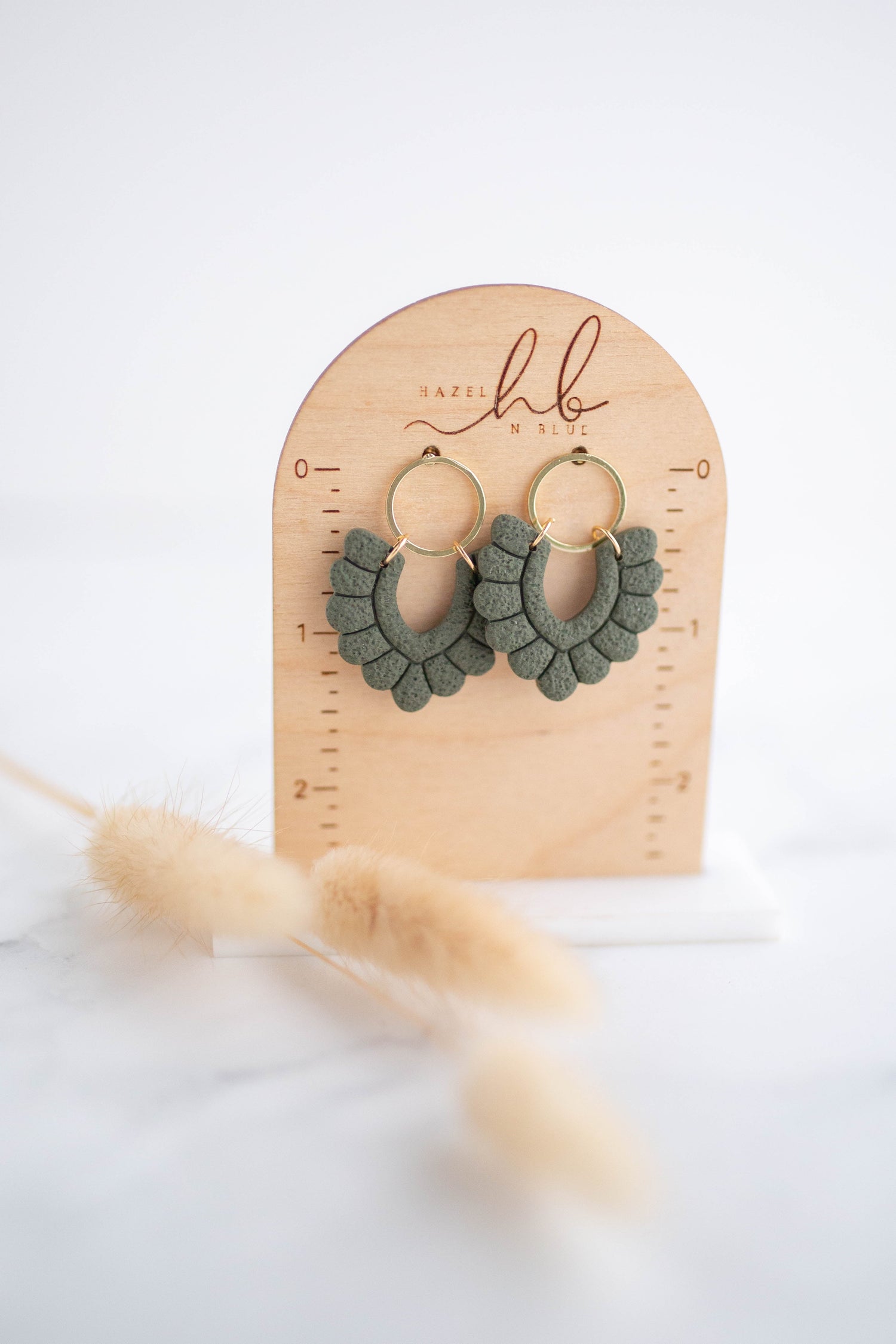 Clay Earrings | Scallop Dangles | Botanica Collection