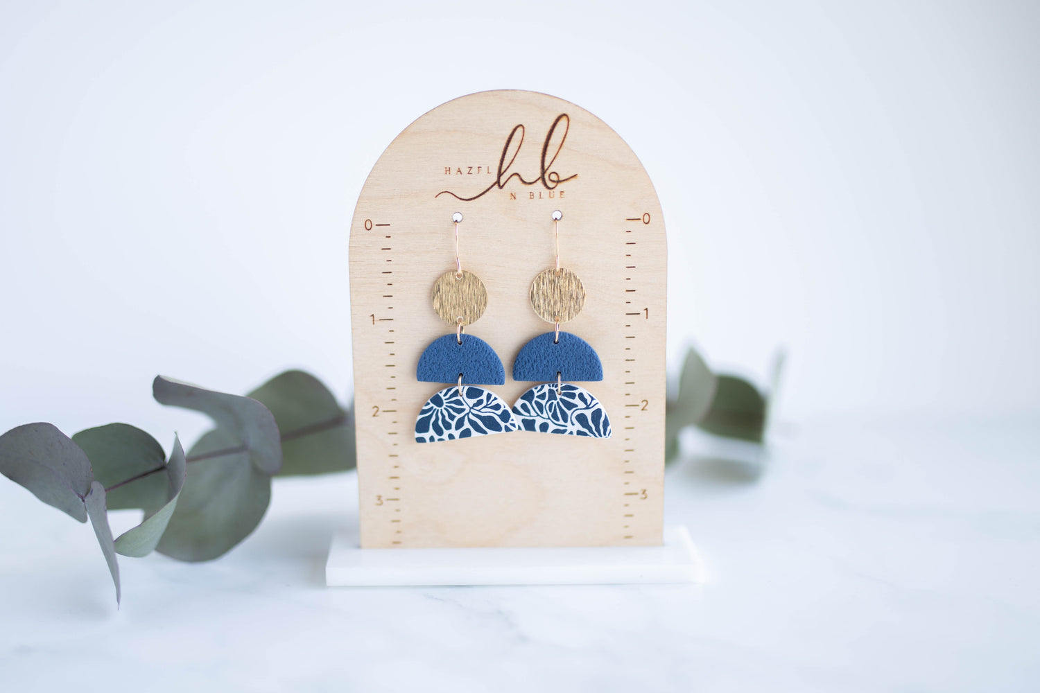 Clay Earrings | Floral Tiered Dangles | Indigo Daydream Collection