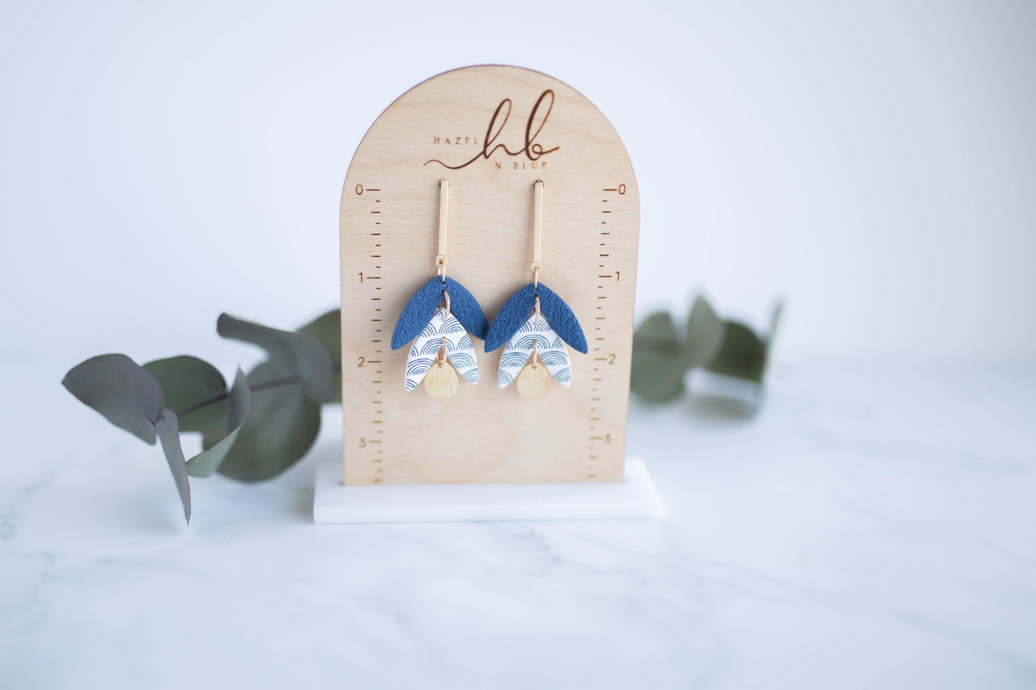 Clay Earrings | Hope Leaf Dangles | Indigo Daydream Collection