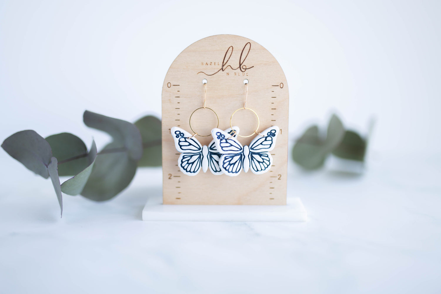 Clay Earrings | Indigo Butterfly Dangles | Indigo Daydream Collection