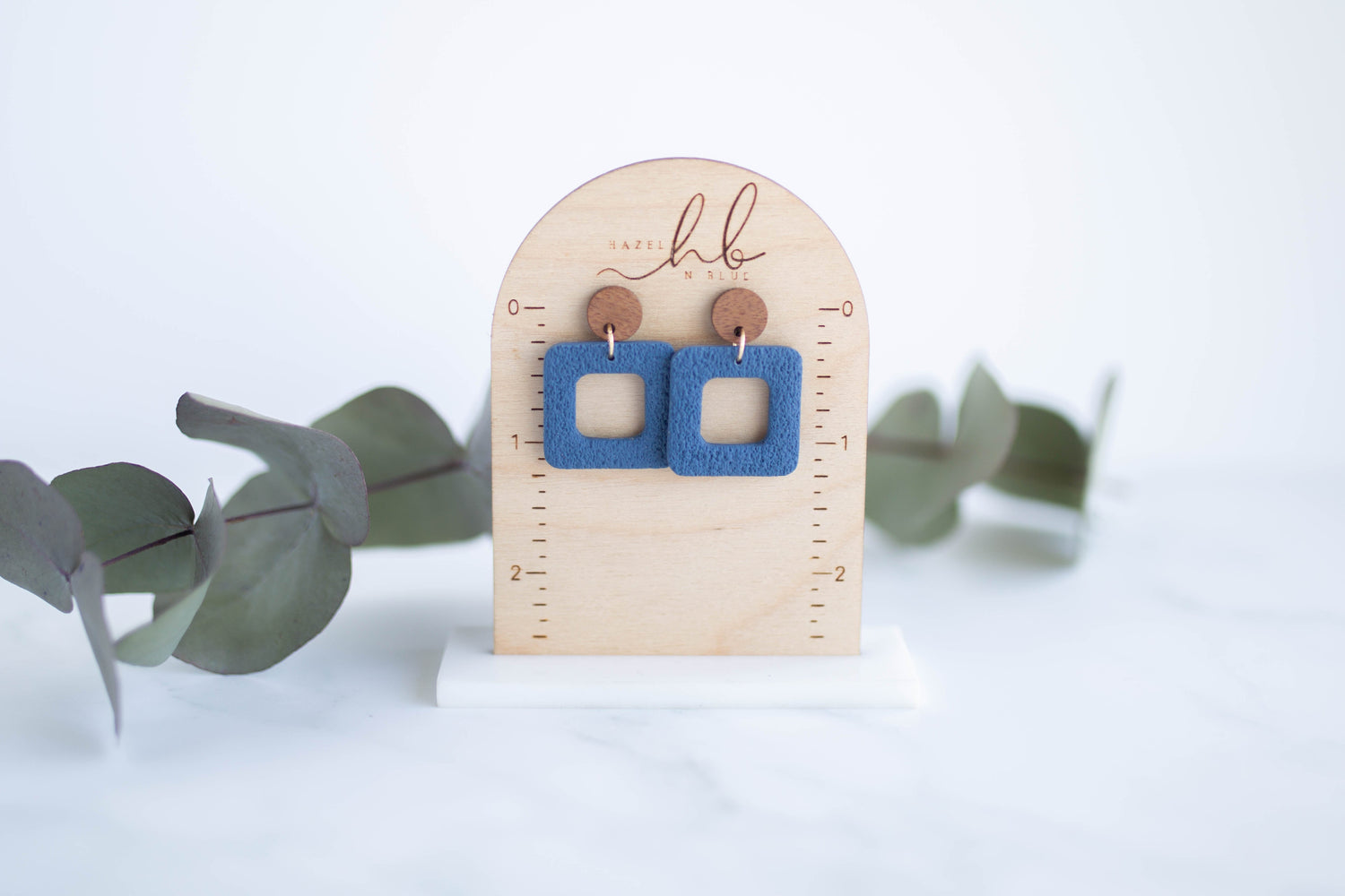 Clay Earrings | Indigo Square Dangles | Indigo Daydream Collection
