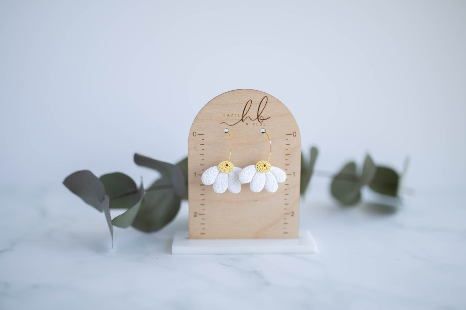 Clay Earrings | Sunshine Daisy Hoops | Indigo Daydream Collection
