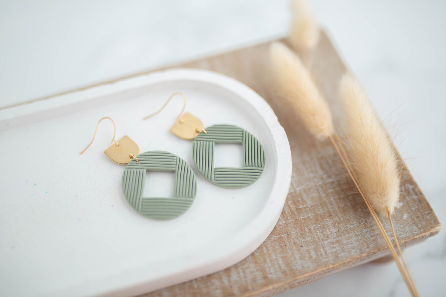 Clay Earrings | Imprint Dangles | Botanica Collection