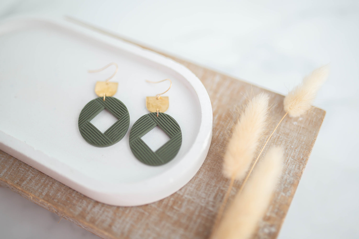 Clay Earrings | Imprint Dangles | Botanica Collection