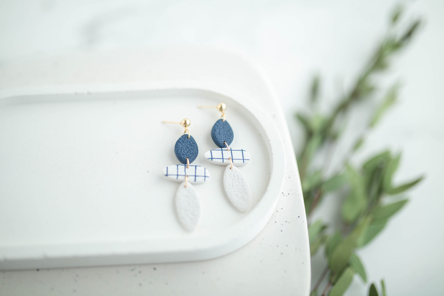 Clay Earrings | Lined Trio Dangles | Earth+Sky Collection