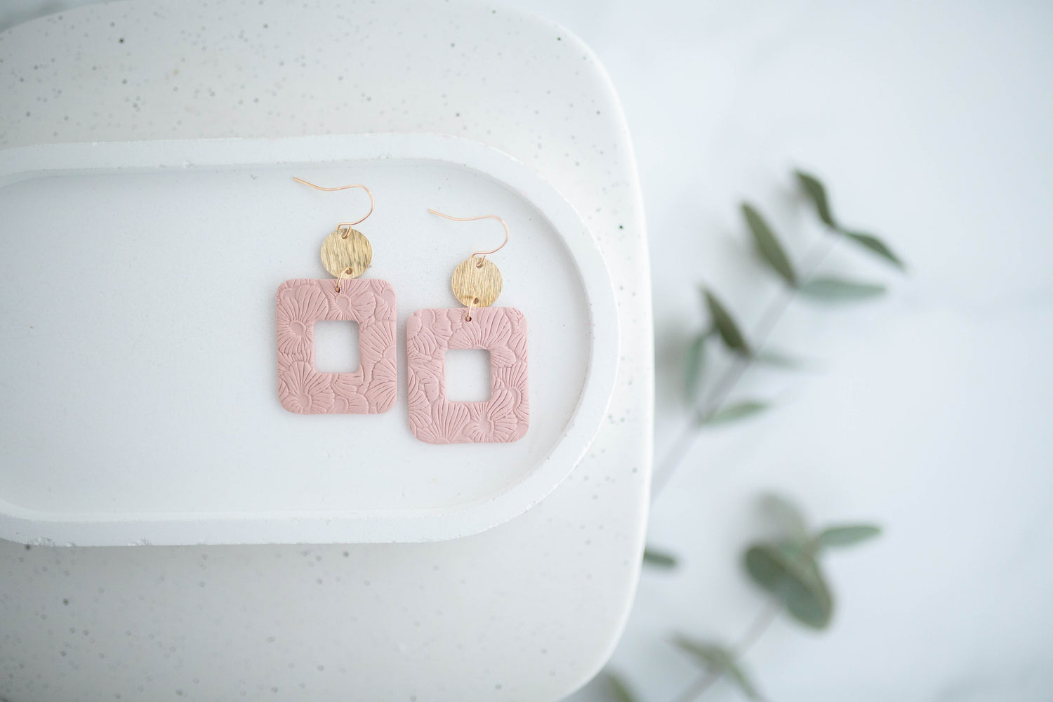 Clay Earrings | Floral Rectangle Dangles | Spring Fling Collection