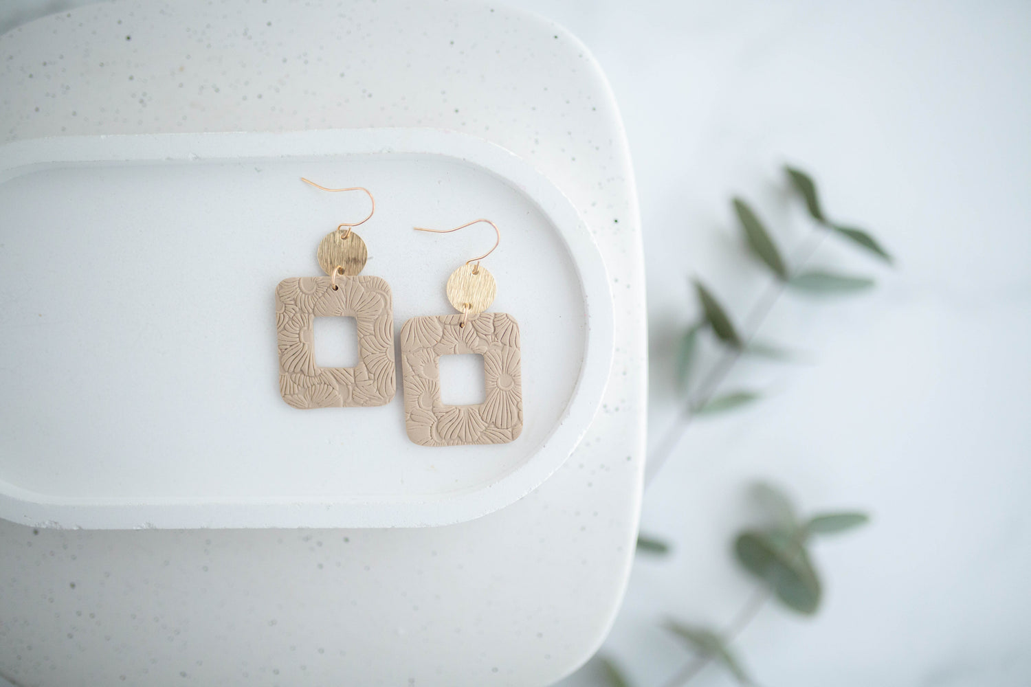 Clay Earrings | Floral Rectangle Dangles | Spring Fling Collection
