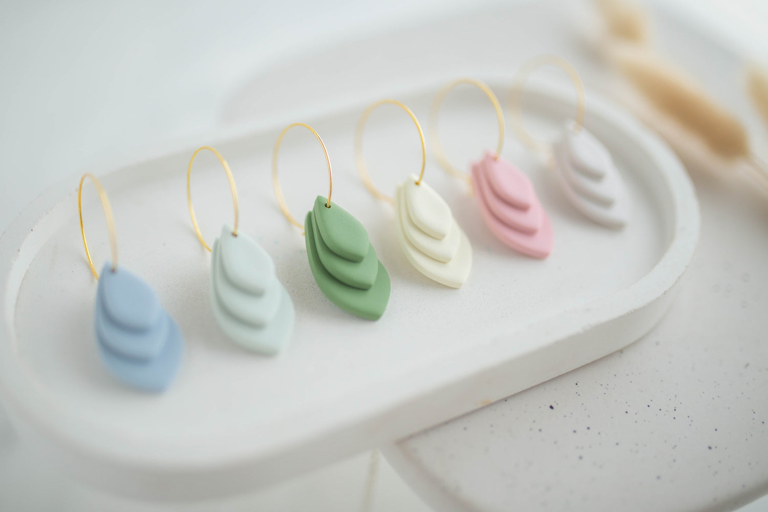 Clay Earrings | Stacked Hoops | Happy Collection