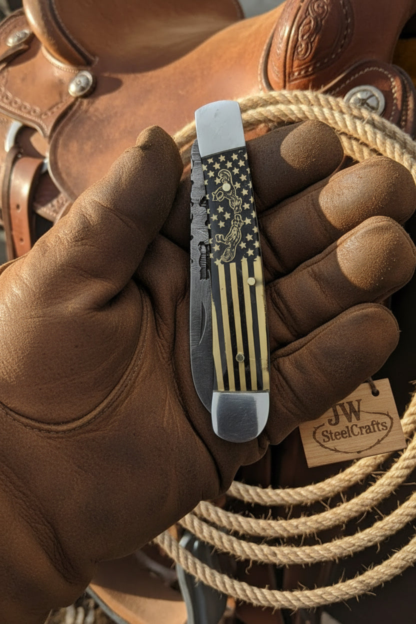Stars and Stripes Trapper Folding Jack Knife 7