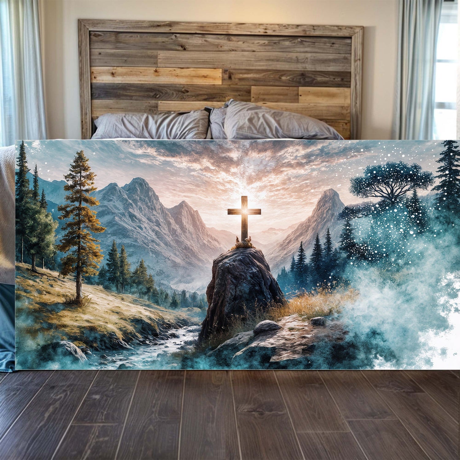 Cross on the Hill – Christian Canvas Wall Art Faith Decor