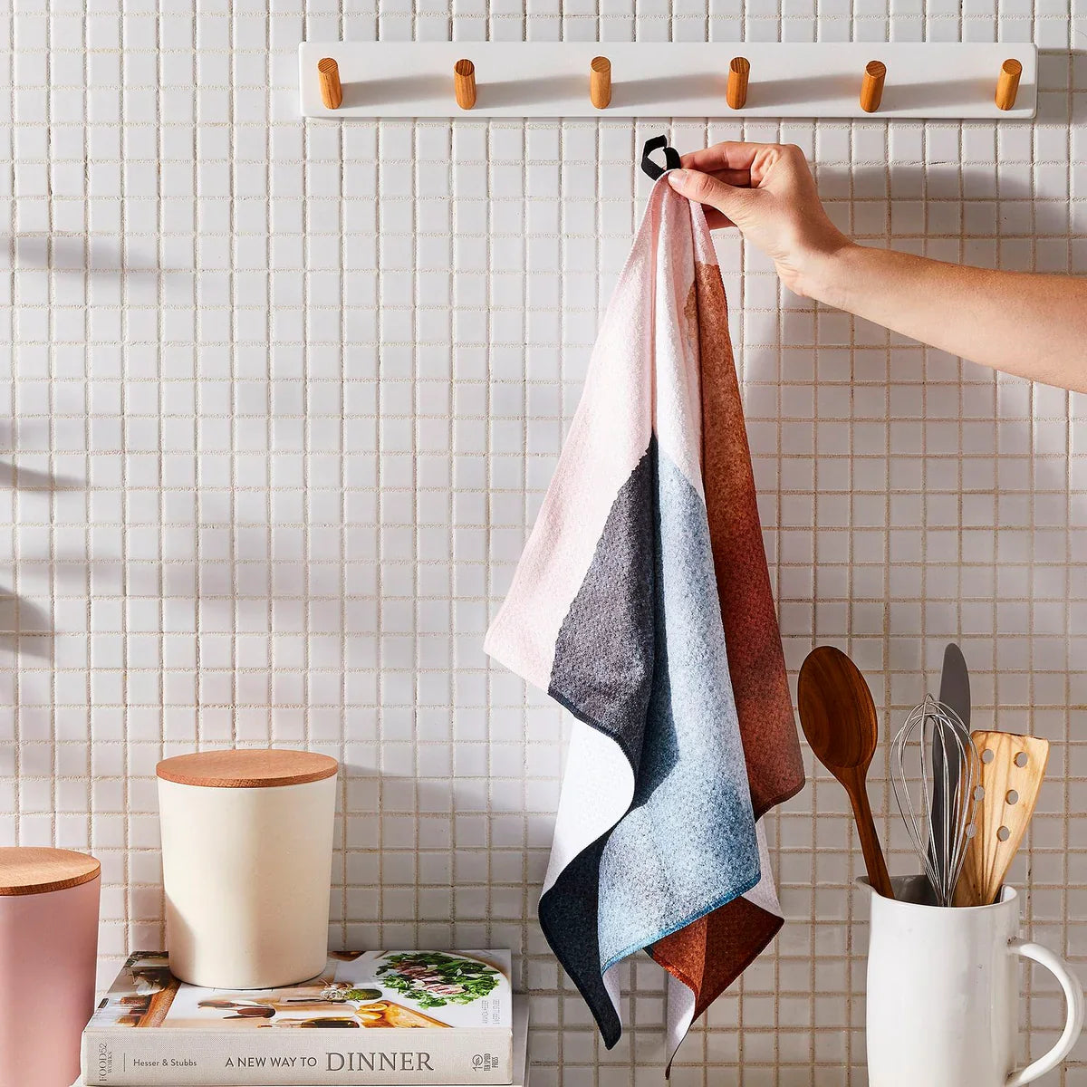 Midnight Flannel Geometry Tea Towel