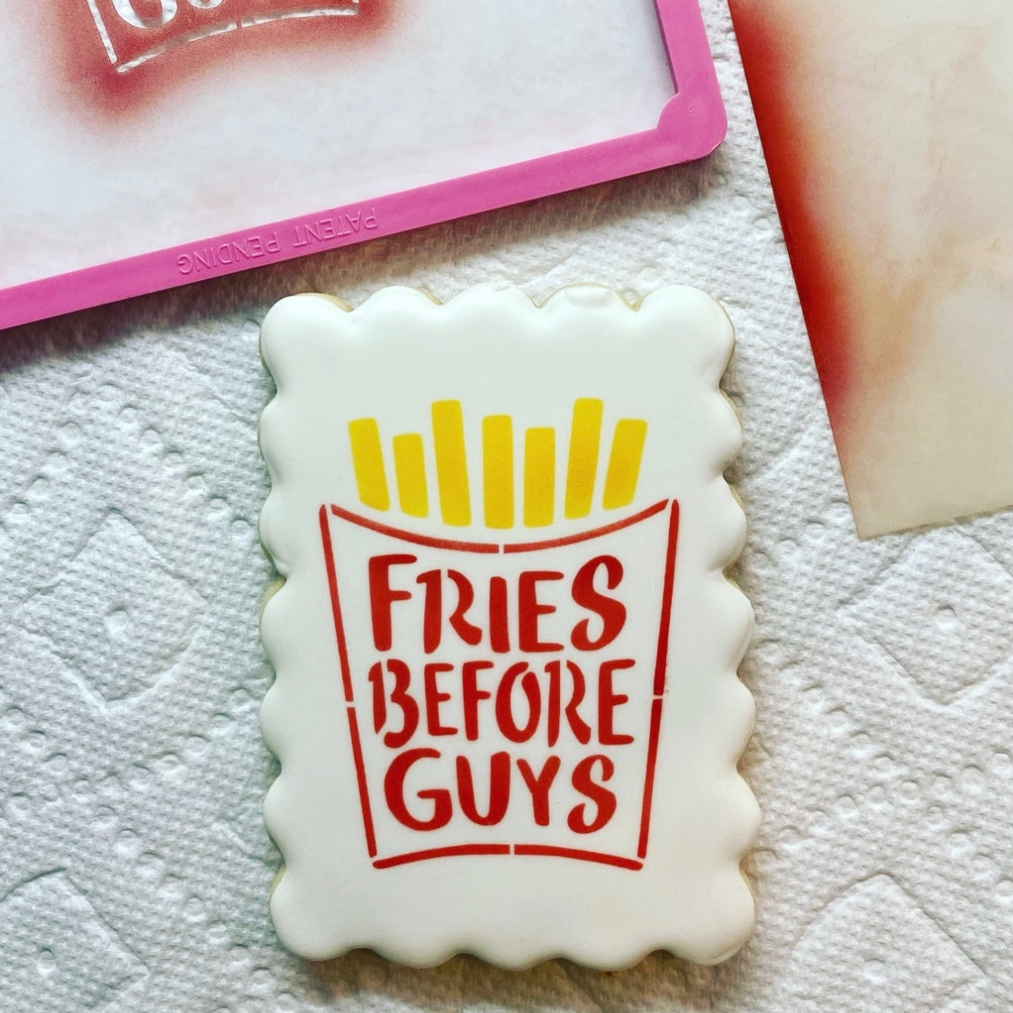 Fries Before Guys Cookie Stencil