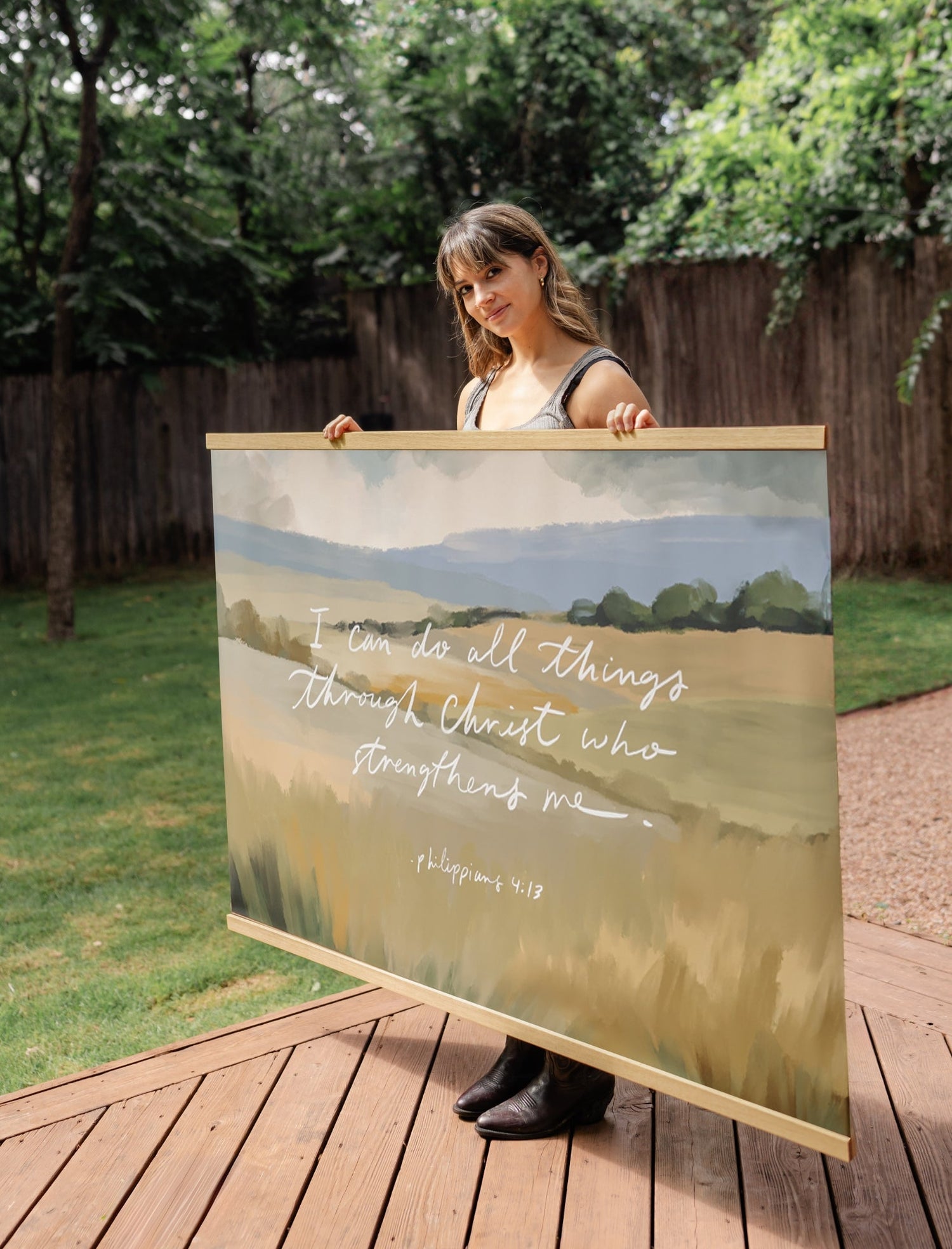 Large Canvas with Banner Wood: I can do all things through Christ