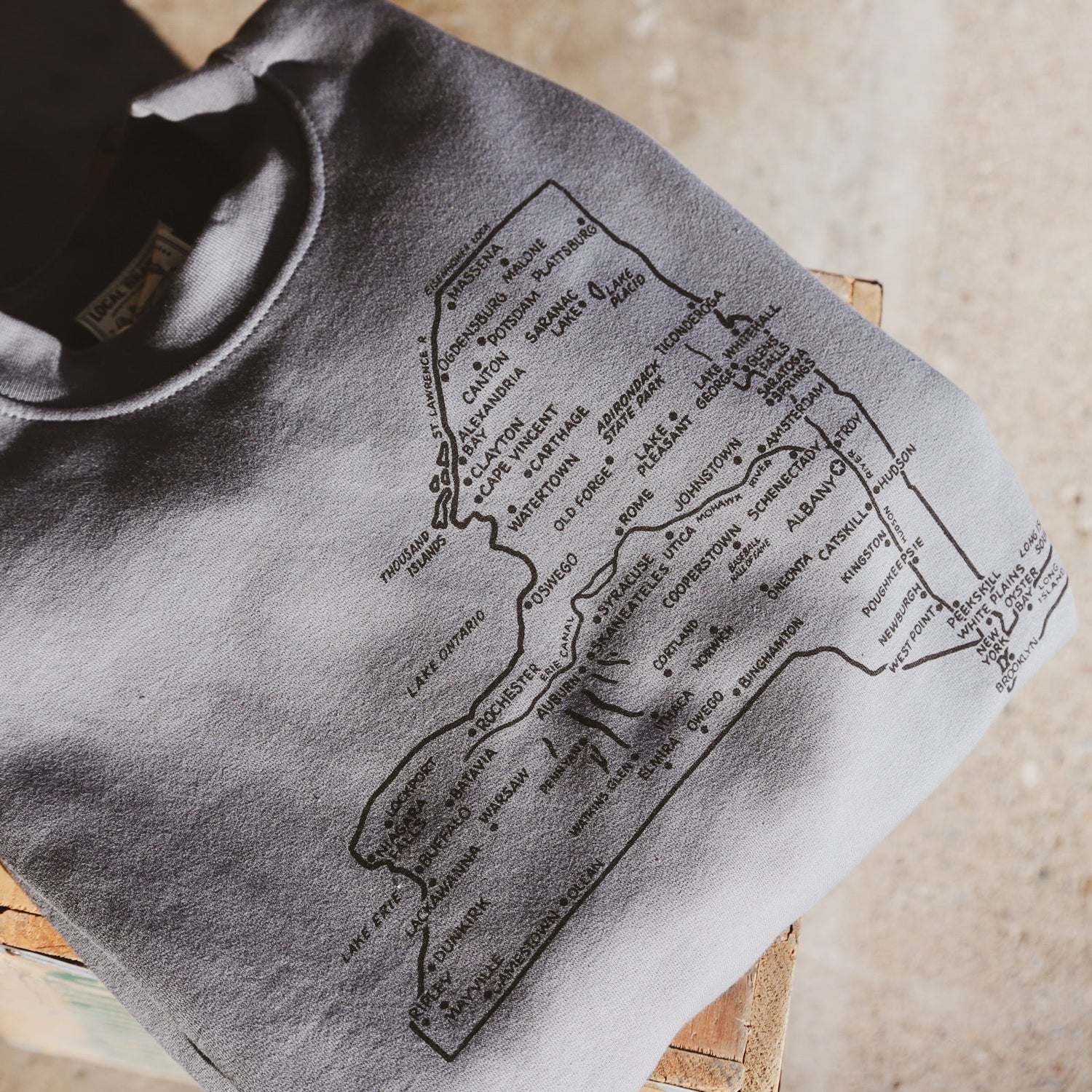 New York State Map Sweatshirt - USA Made