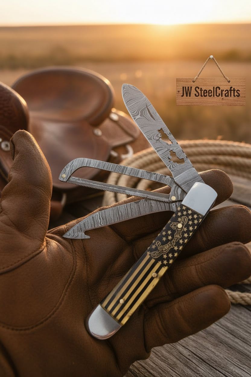 Stars and Stripes Trapper Folding Jack Knife 7