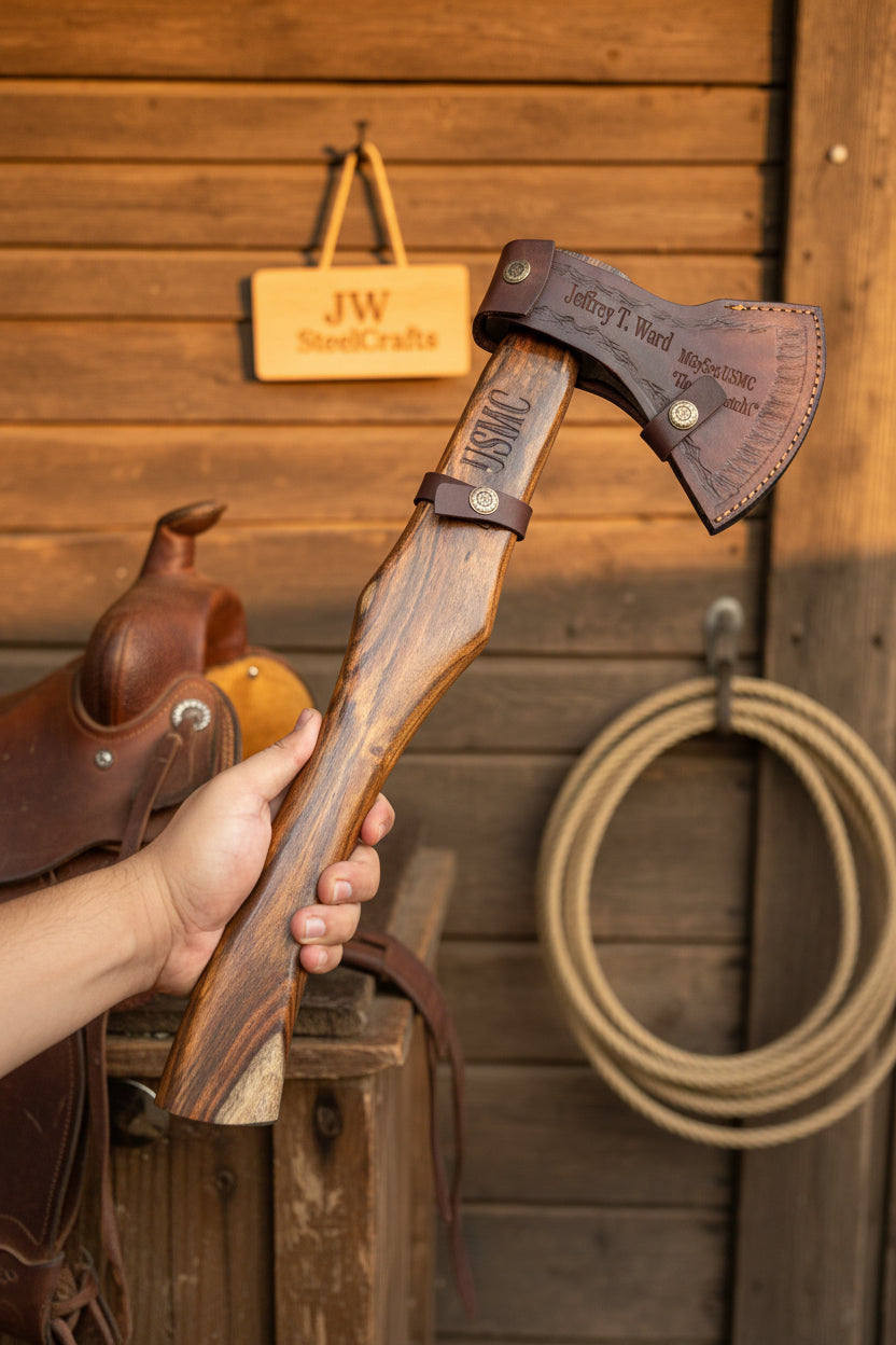 Damascus Skeggox Bearded Viking Axe with Hardwood Handle