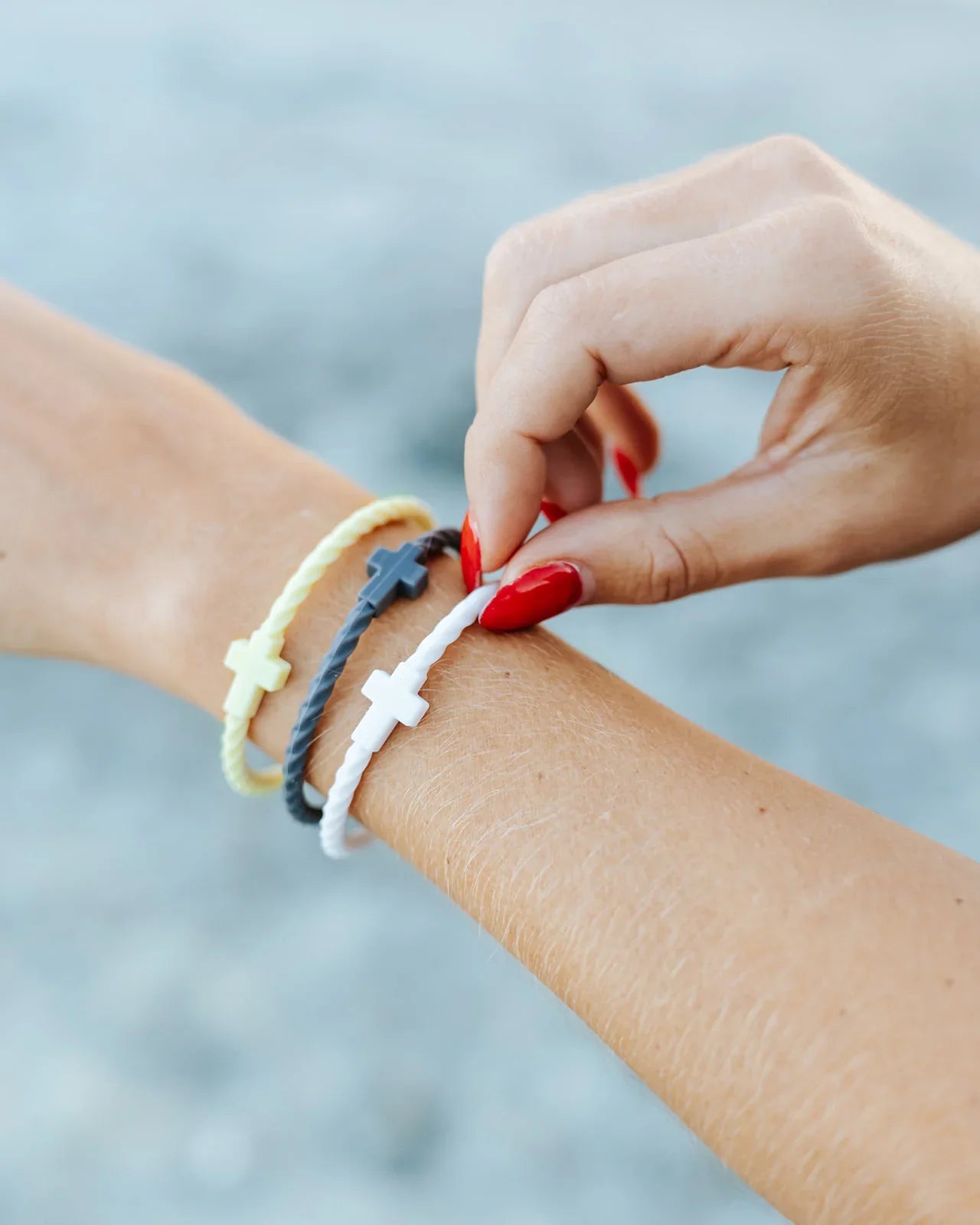 Golden Slate Infinity Cross Silicone Bracelet Set