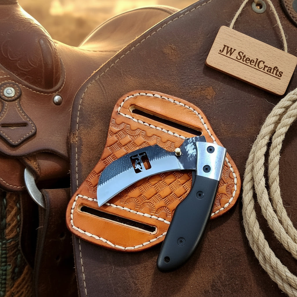 Ebony Grip Folding Bull Cutter Knife 6