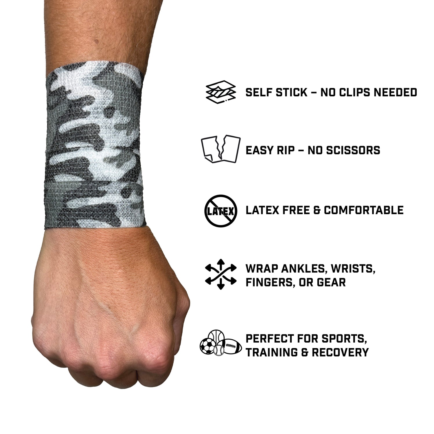 Blackout Camo Self Stick Athletic Tape